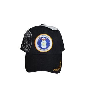 U.S. Air Force Black Big Logo Cap Embroidered Adjustable Hat NWT